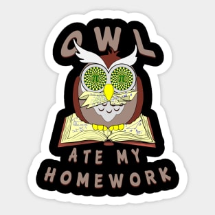 Owl ate my homework Sticker